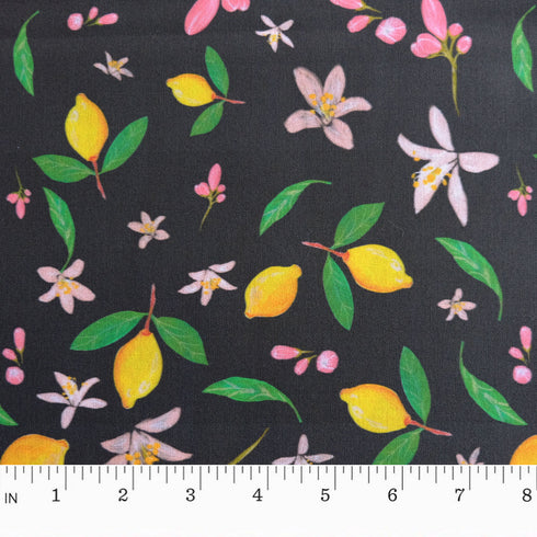 Lemon Dark Grey Cotton